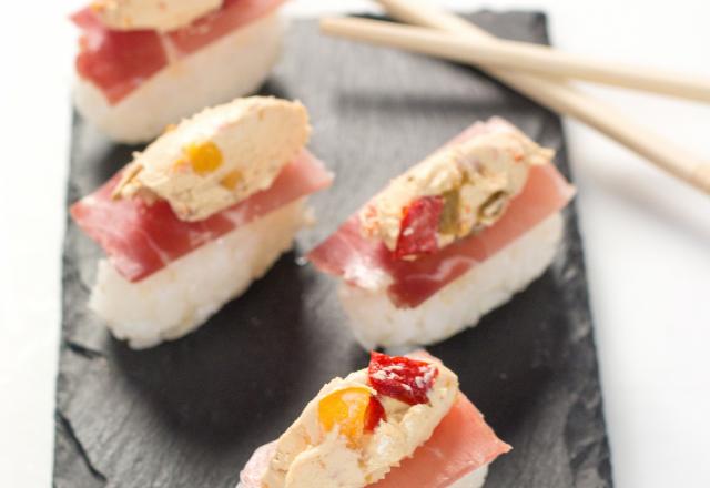 Sushis au jambon cru et à la Tartinade aux 3 poivrons Apérivrais