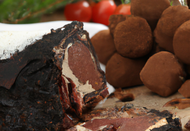 Bûche de Noël orignale à la truffe noire