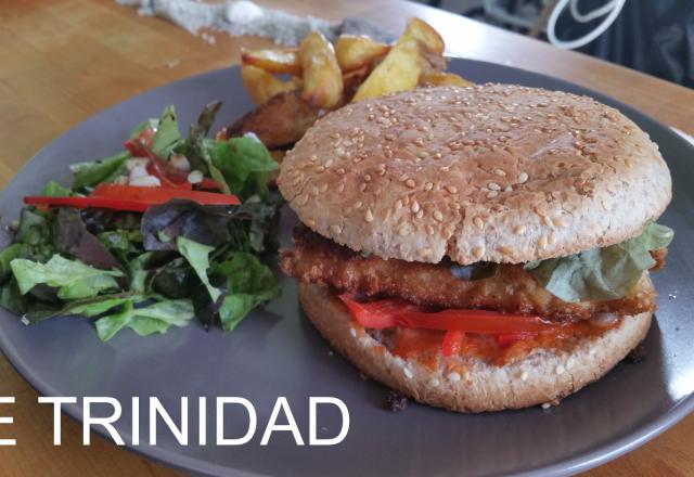 Le TRINIDAD - Burger au poulet, chorizo, poivrons et sauce Porto