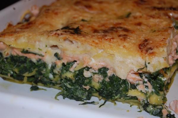 Lasagnes aux épinards et aux 2 saumons