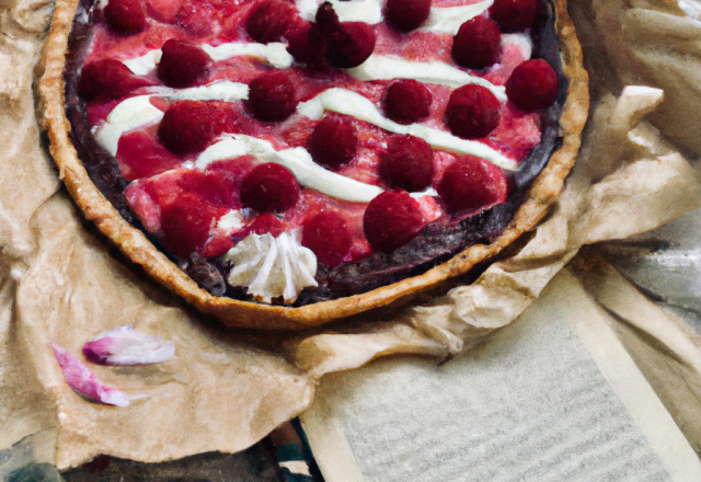 Tarte aux framboises et ganache au chocolat blanc