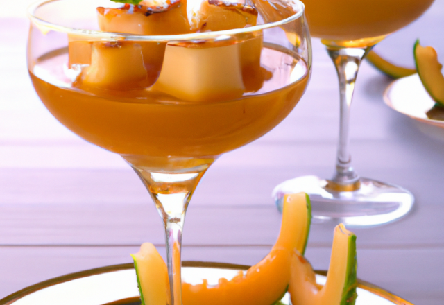 Aperitif léger - Verrines de melons à la liqueur de cognac-caramel