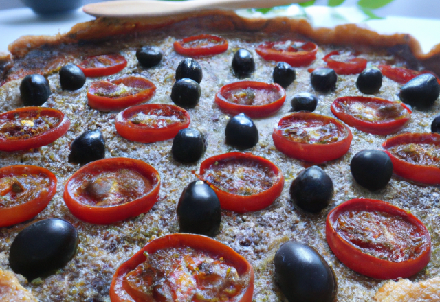 Tarte tomates-olives noires