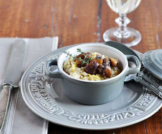 Risotto de poireaux aux châtaignes