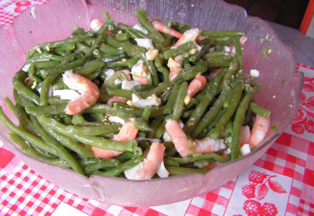 Salade de haricots verts aux crevettes