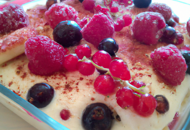 Tiramisu aux fruits rouges frais et fromage blanc