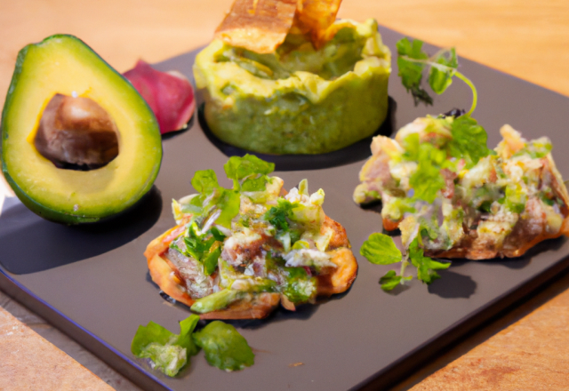 Tartare de daurade à l'avocat, crème battue à la coriandre