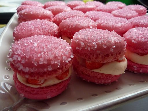 Macarons gariguette basillic