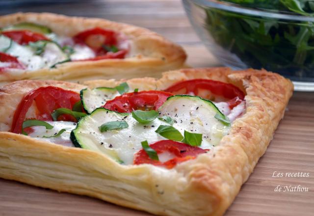 Feuilletés aux courgettes, tomates et mozzarella