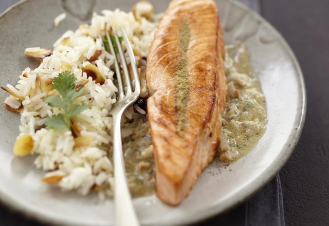 Pavé de Saumon écossais Label Rouge au curry vert et noix de cajou