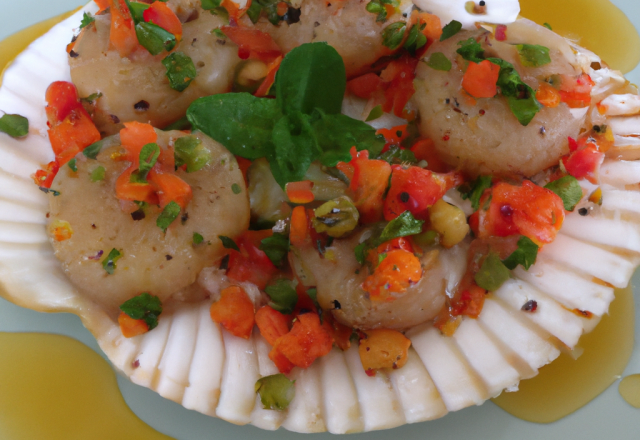 Tartare de coquille St-Jacques à l'huile d'olive vierge extra