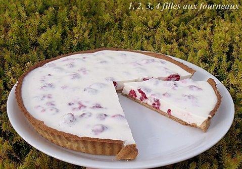 Tarte au yaourt et aux framboises