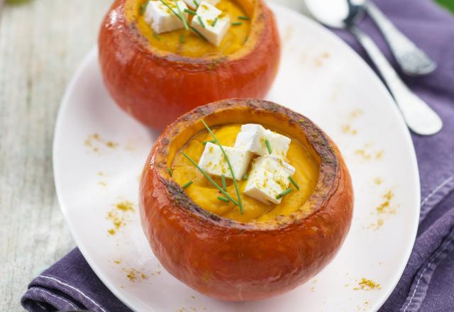 Velouté de potimarron au curry et Caprice des Dieux