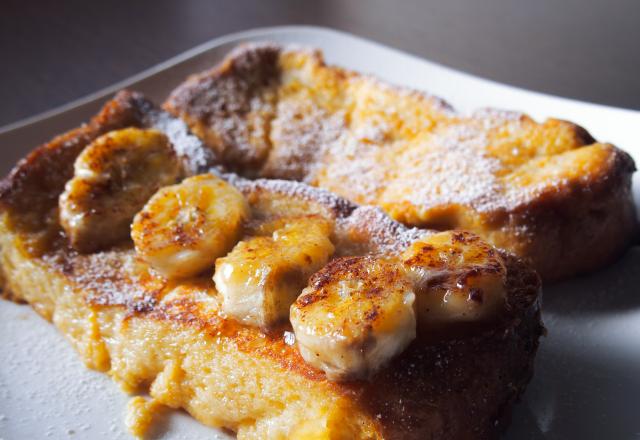 Pain perdu à la banane, sirop d'érable et cannelle !