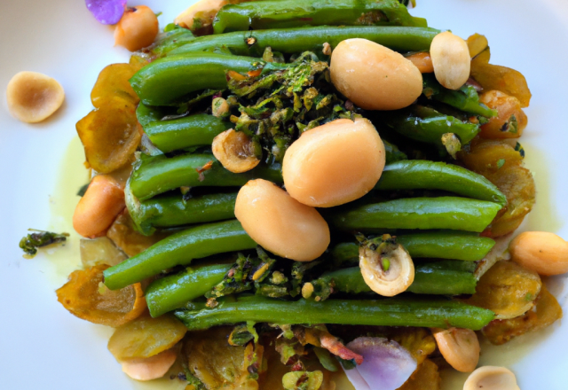 Farandole de coques, fèves fraîches et pesto d'ail d'ours