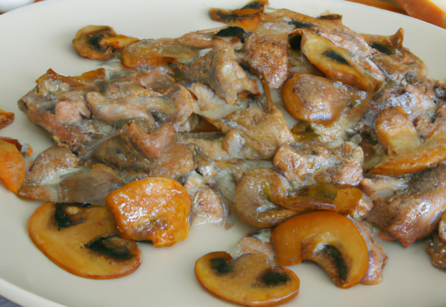 Sauté de lapin au roquefort et aux champignons