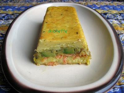 Terrine p de terre, fondue de poireaux et truite fumée