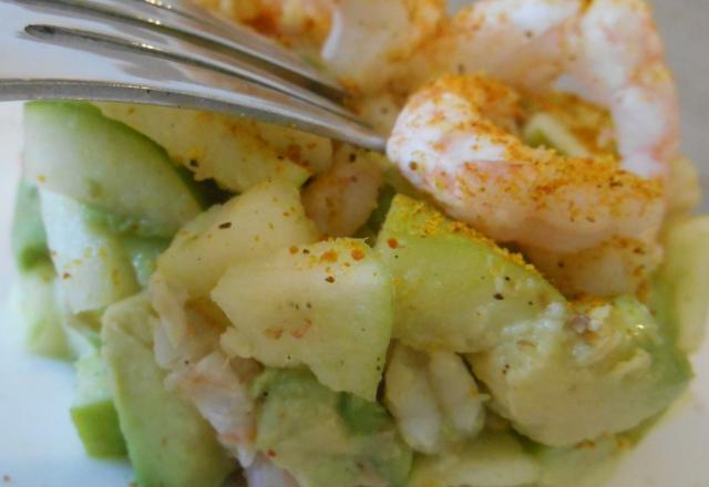 Tartare crevette, pomme verte & avocat