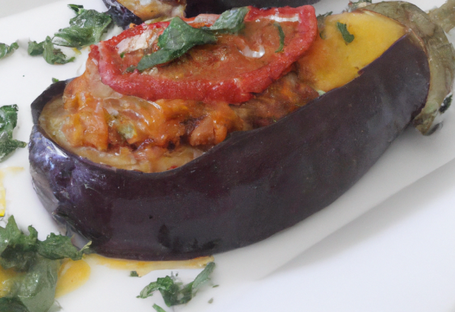 Aubergine farcie au chorizo