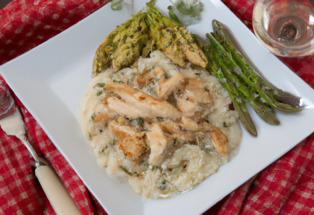 Risotto aux asperges et dés de Poulet Fermier d'auvergne Label Rouge aux épices