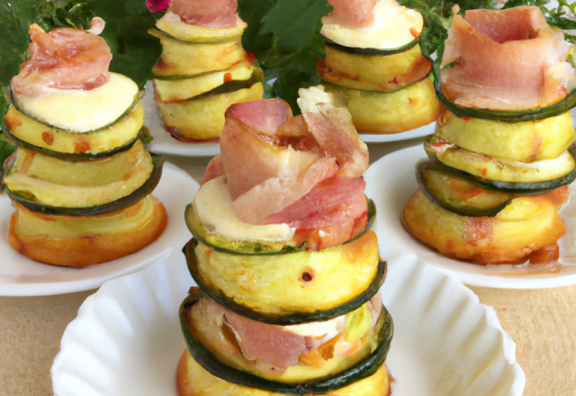 Mini cakes courgettes, jambon et chèvre