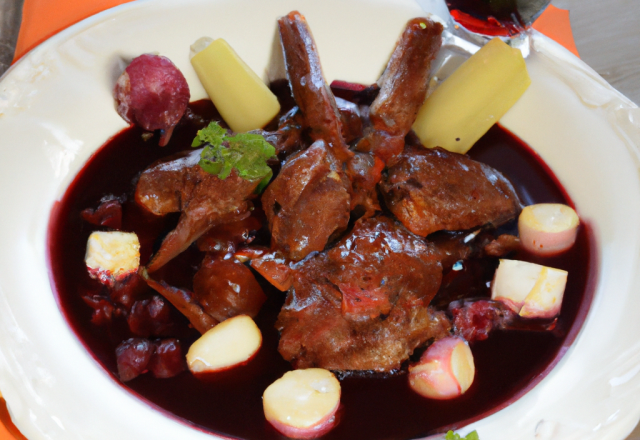 Lotte au vin rouge