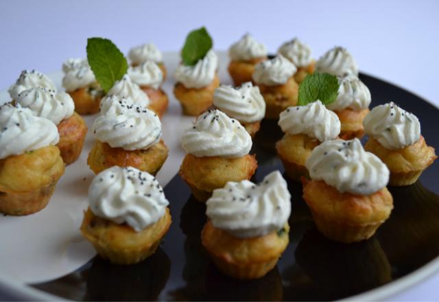 Mini cupcake courgette et crème de chèvre à la menthe