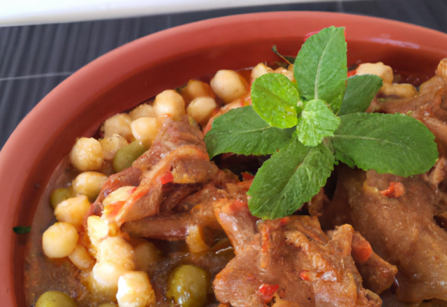 Tajine de rognons d'agneau aux pois chiches