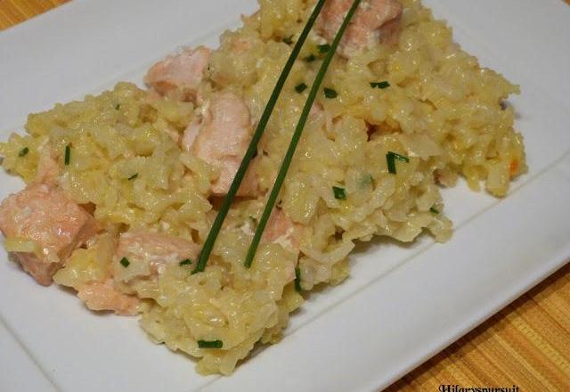 Risotto au saumon et safran