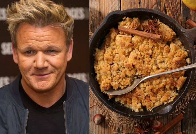 “Très simple à préparer et qui ne coûte presque rien” : Le chef Gordon Ramsay dévoile sa recette du crumble aux pommes