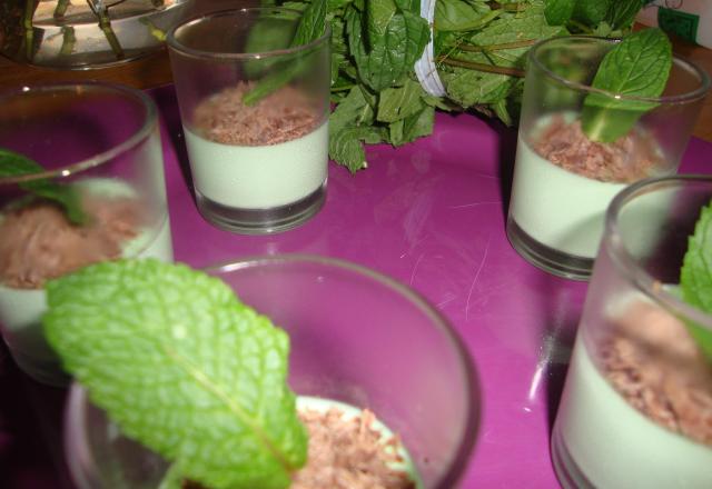 Panna cotta menthe et chocolat express