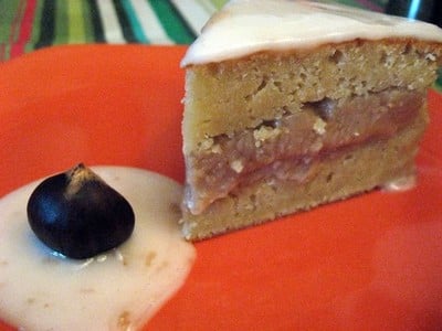 Gâteau à la compote de pomme fourré au marron