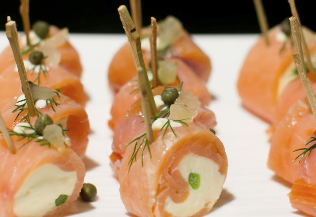 Petits roulés gourmands de saumon fumé