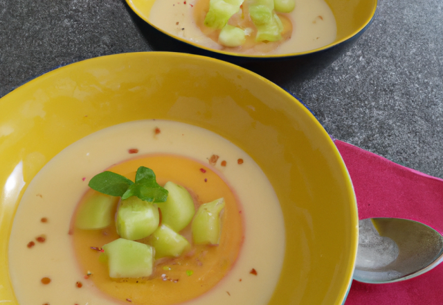 Soupe mangue melon avec une touche de citron vert