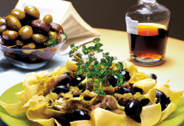 Pappardelles au lapin de garenne, olives et marjolaine