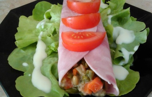 Roulé de jambon de Paris à la macédoine de légumes