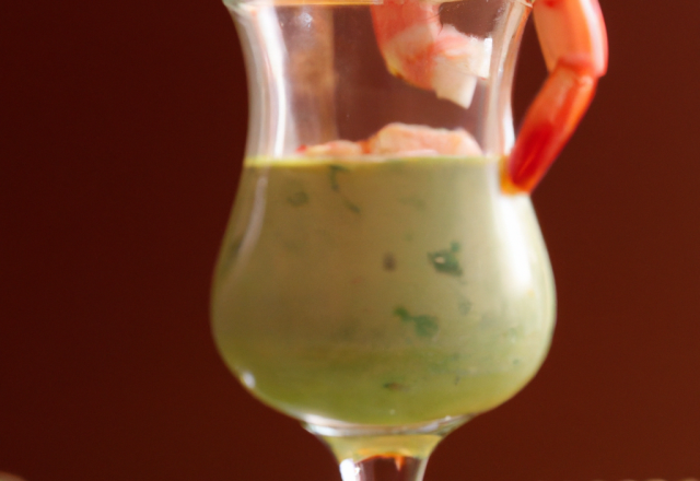 Verre de creme d'avocat aux crevettes