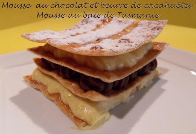 Mille-feuille de mousse au chocolat aux baies de Tasmanie