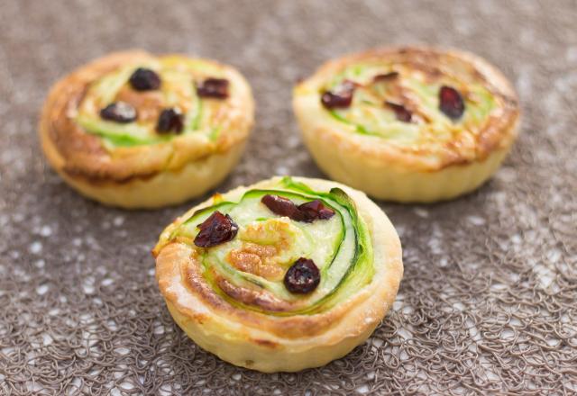 Tartelettes courgettes roquefort et cranberries