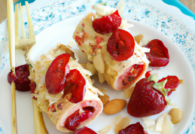 Roulé Cerise Fraises amandes de Sabine