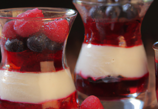 Verrines de fruits rouges et crème anglaise