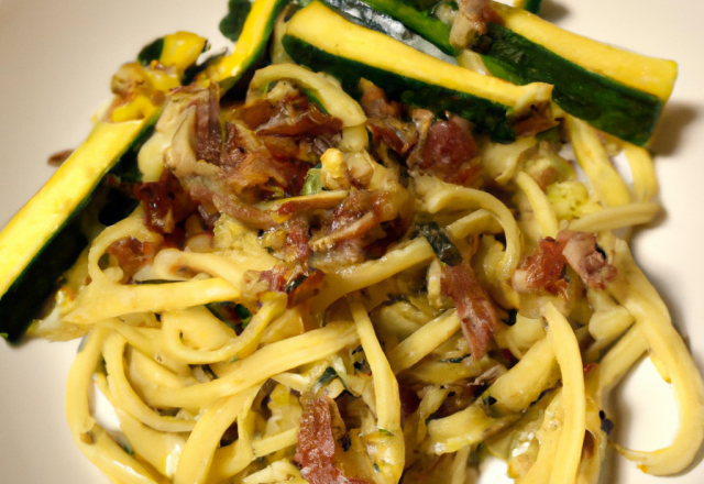 Pâtes aux courgettes et aux lardons