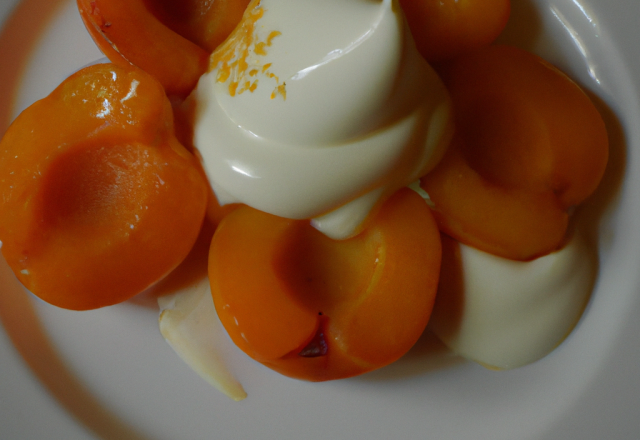 Abricots rotis au miel sur crème mousseuse