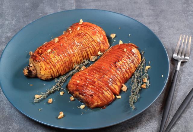 Courge Butternut rôtie au four façon hasselback