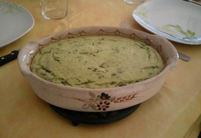 Clafoutis léger de courgettes au roquefort