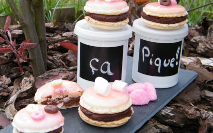 Macarons chocolat & tagada pink