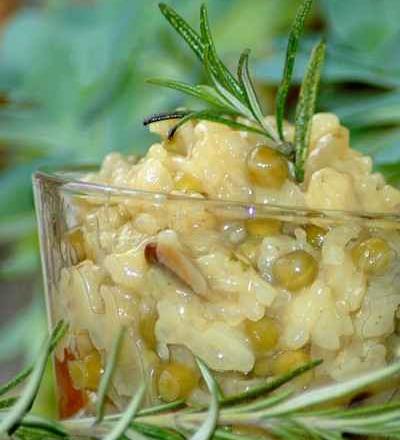 Risotto aux champignons frais et petits pois