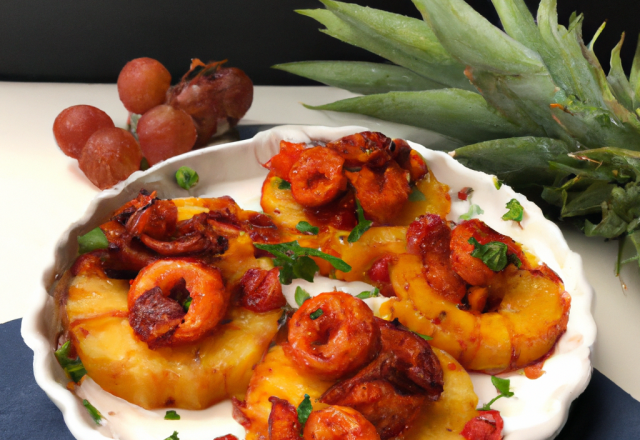 Crevettes ananas chorizo