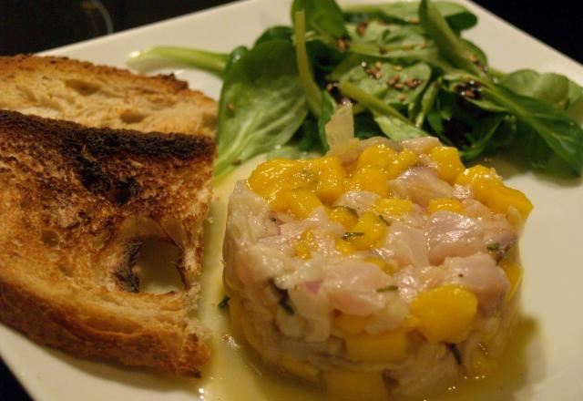 Tartare de Daurade et mangue au citron et citron vert