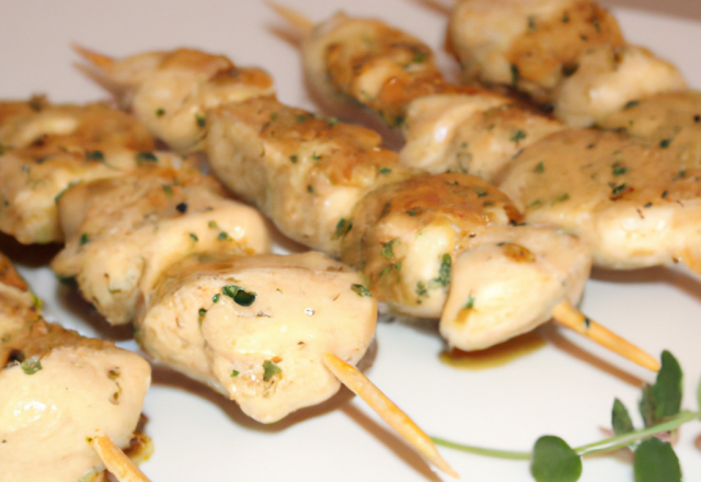 Brochettes de poulet à l'origan Cueillette & Cuisine sauce aux herbes